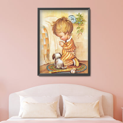 Praying Child - Full Round Drill Diamond Painting 30*40CM