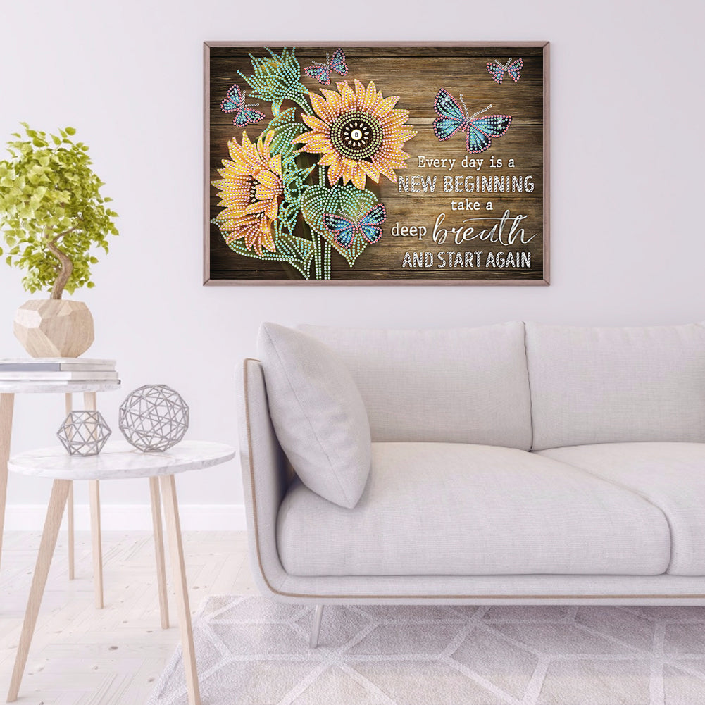 Letter Flower - Special Shaped Drill Diamond Painting 40*30CM