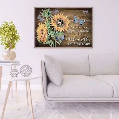 Letter Flower - Special Shaped Drill Diamond Painting 40*30CM