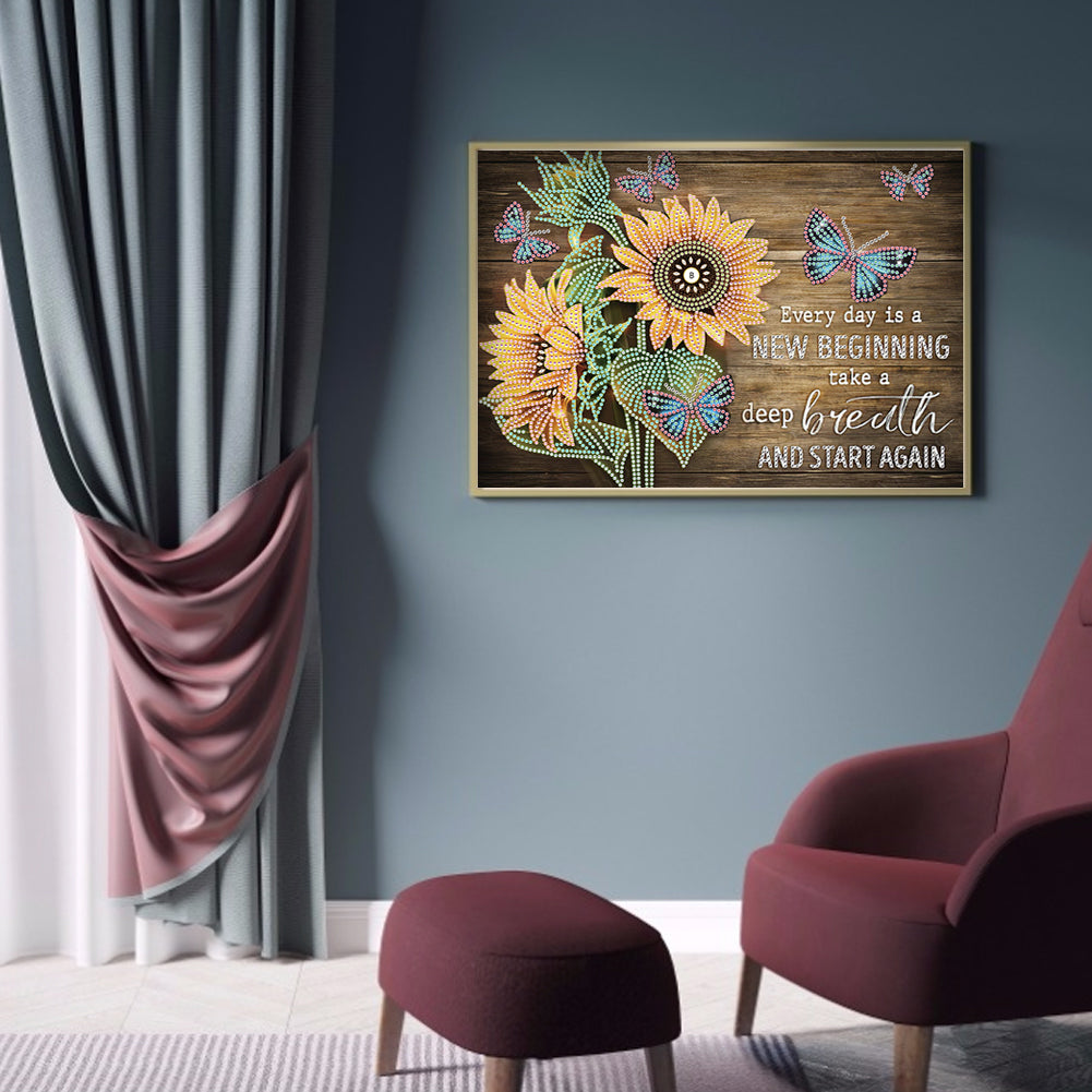 Letter Flower - Special Shaped Drill Diamond Painting 40*30CM