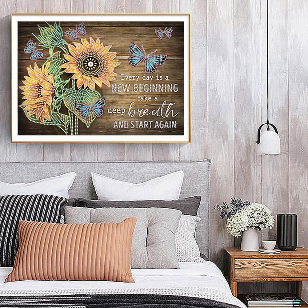 Letter Flower - Special Shaped Drill Diamond Painting 40*30CM