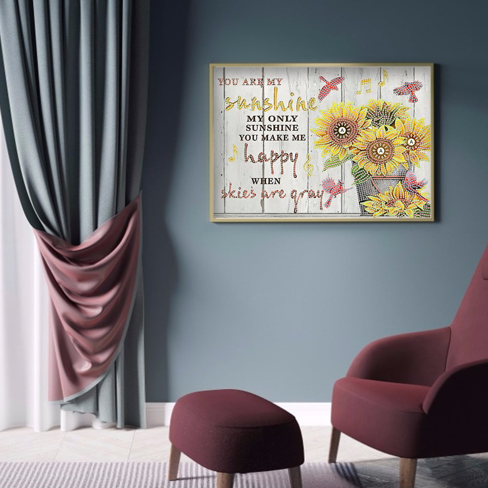 Letter Flower - Special Shaped Drill Diamond Painting 40*30CM