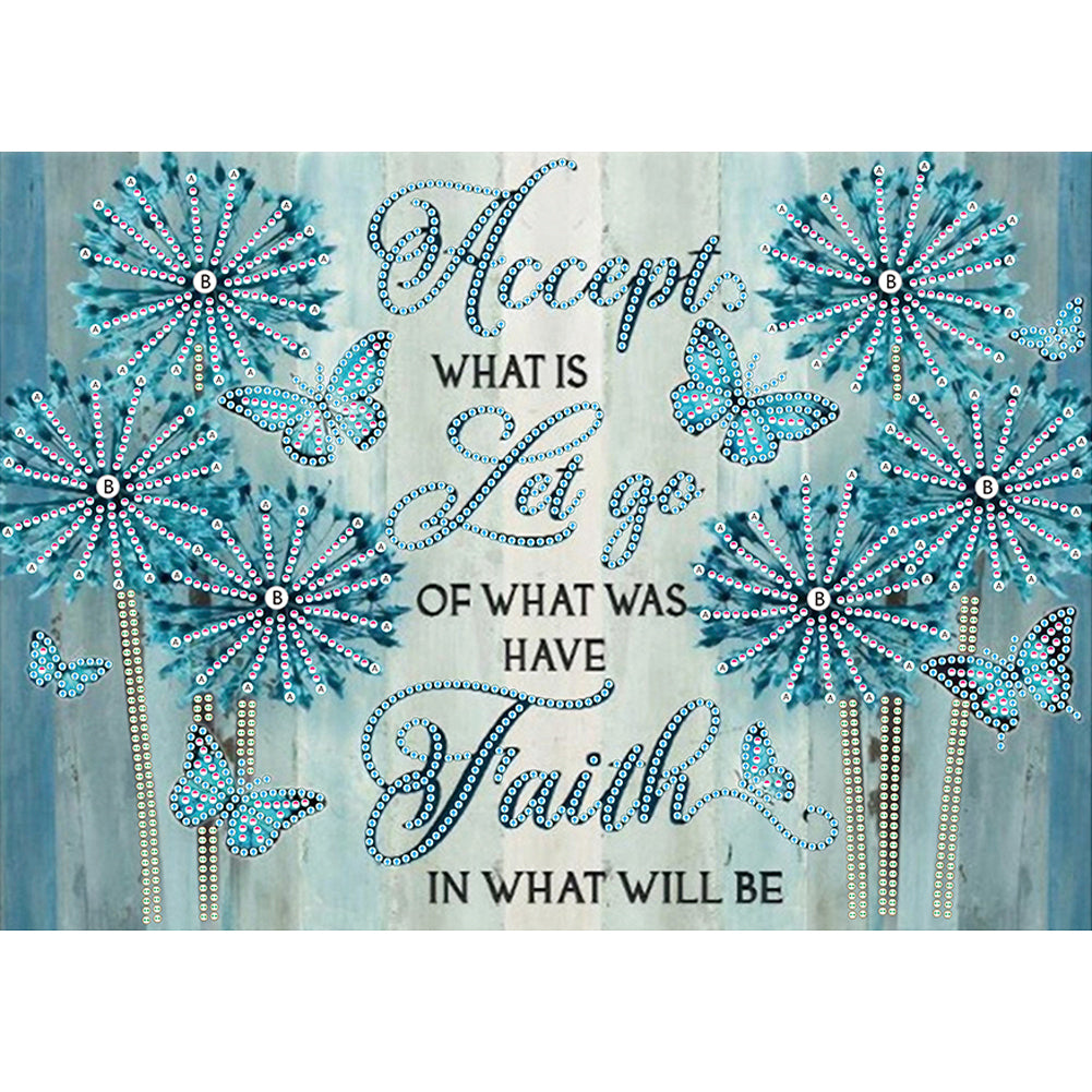 Letter Flower - Special Shaped Drill Diamond Painting 40*30CM