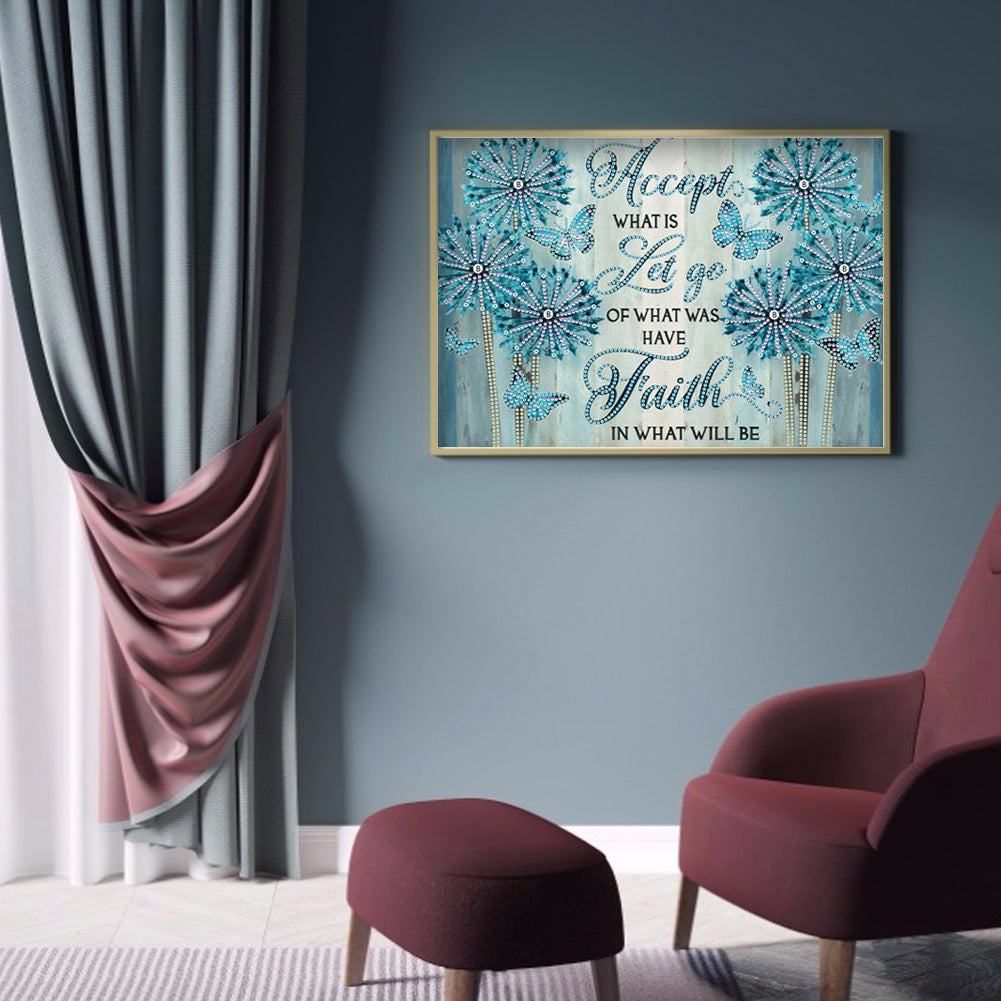 Letter Flower - Special Shaped Drill Diamond Painting 40*30CM