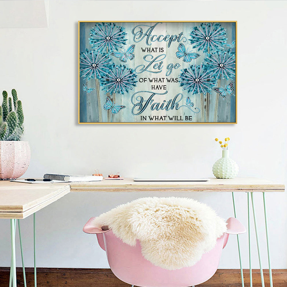 Letter Flower - Special Shaped Drill Diamond Painting 40*30CM