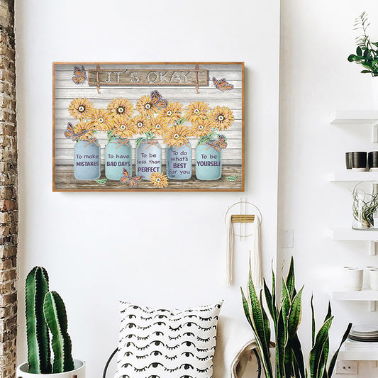 Letter Flower - Special Shaped Drill Diamond Painting 40*30CM