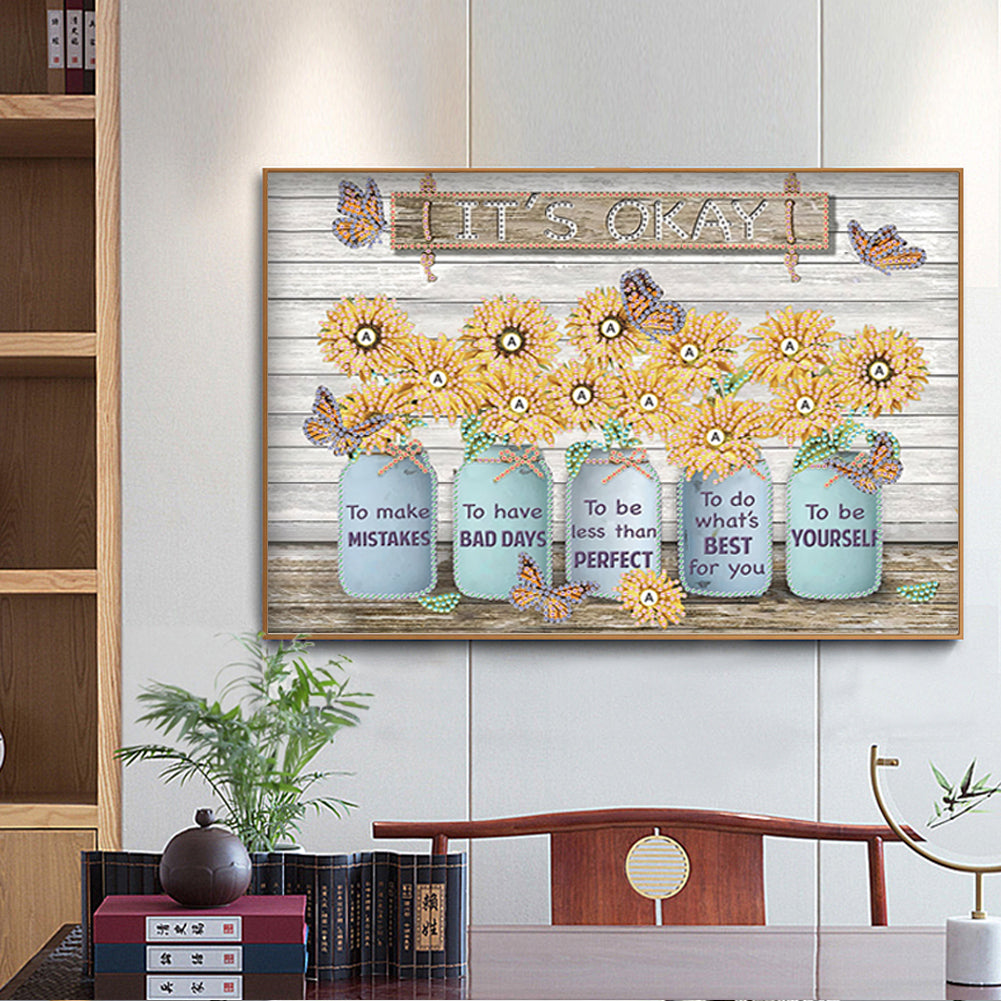 Letter Flower - Special Shaped Drill Diamond Painting 40*30CM