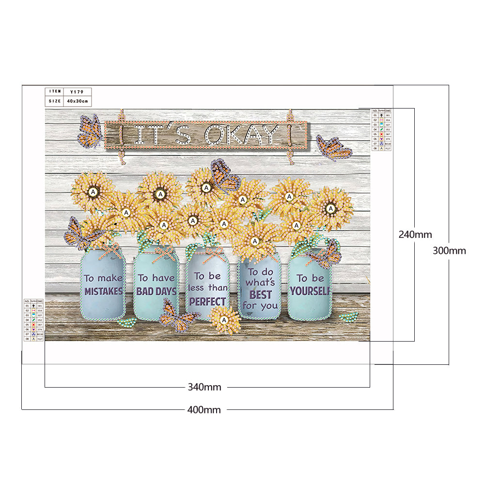 Letter Flower - Special Shaped Drill Diamond Painting 40*30CM