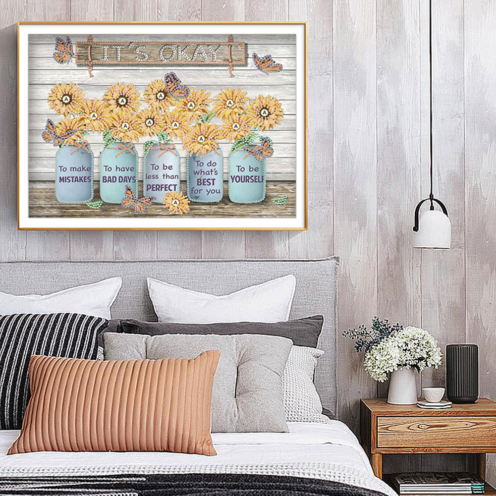 Letter Flower - Special Shaped Drill Diamond Painting 40*30CM