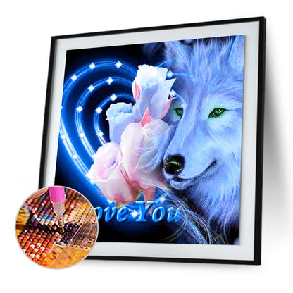 Wolf Flowers - Full Round Drill Diamond Painting 30*30CM