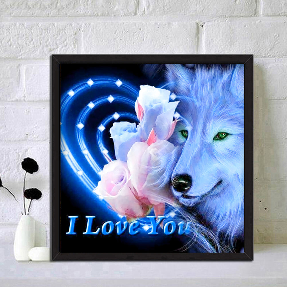 Wolf Flowers - Full Round Drill Diamond Painting 30*30CM