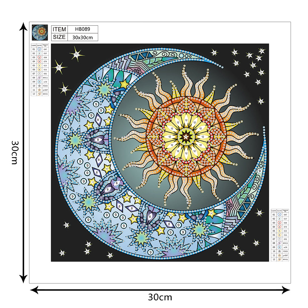 Sun Moon - Special Shaped Drill Diamond Painting 30*30CM