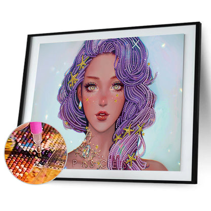 Purple Girl - Special Shaped Drill Diamond Painting 40*30CM