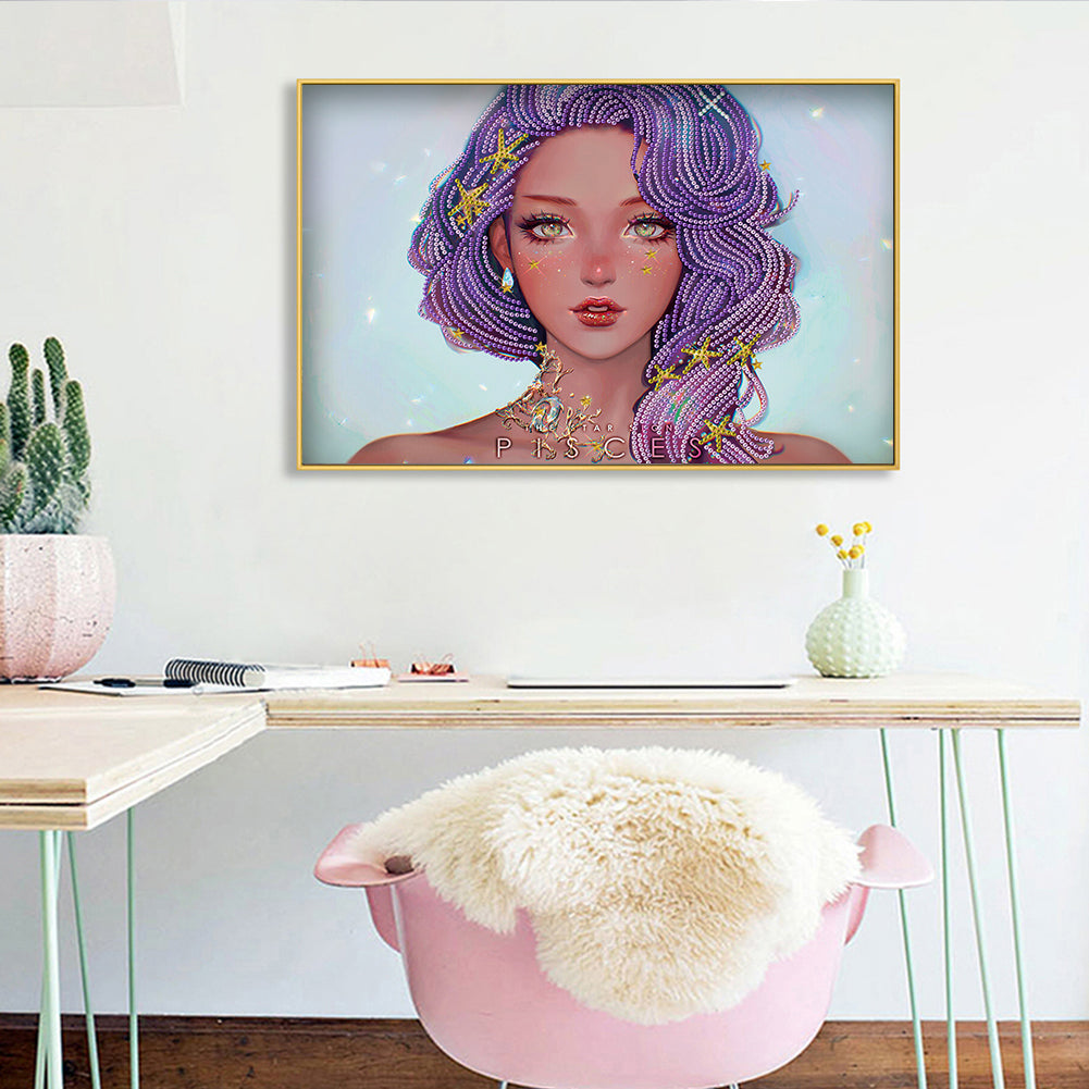 Purple Girl - Special Shaped Drill Diamond Painting 40*30CM