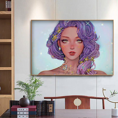 Purple Girl - Special Shaped Drill Diamond Painting 40*30CM