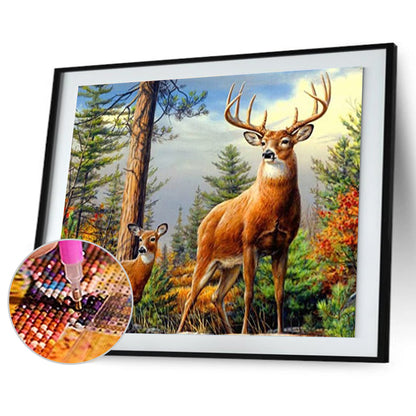 Deer - Full Round Drill Diamond Painting 40*30CM