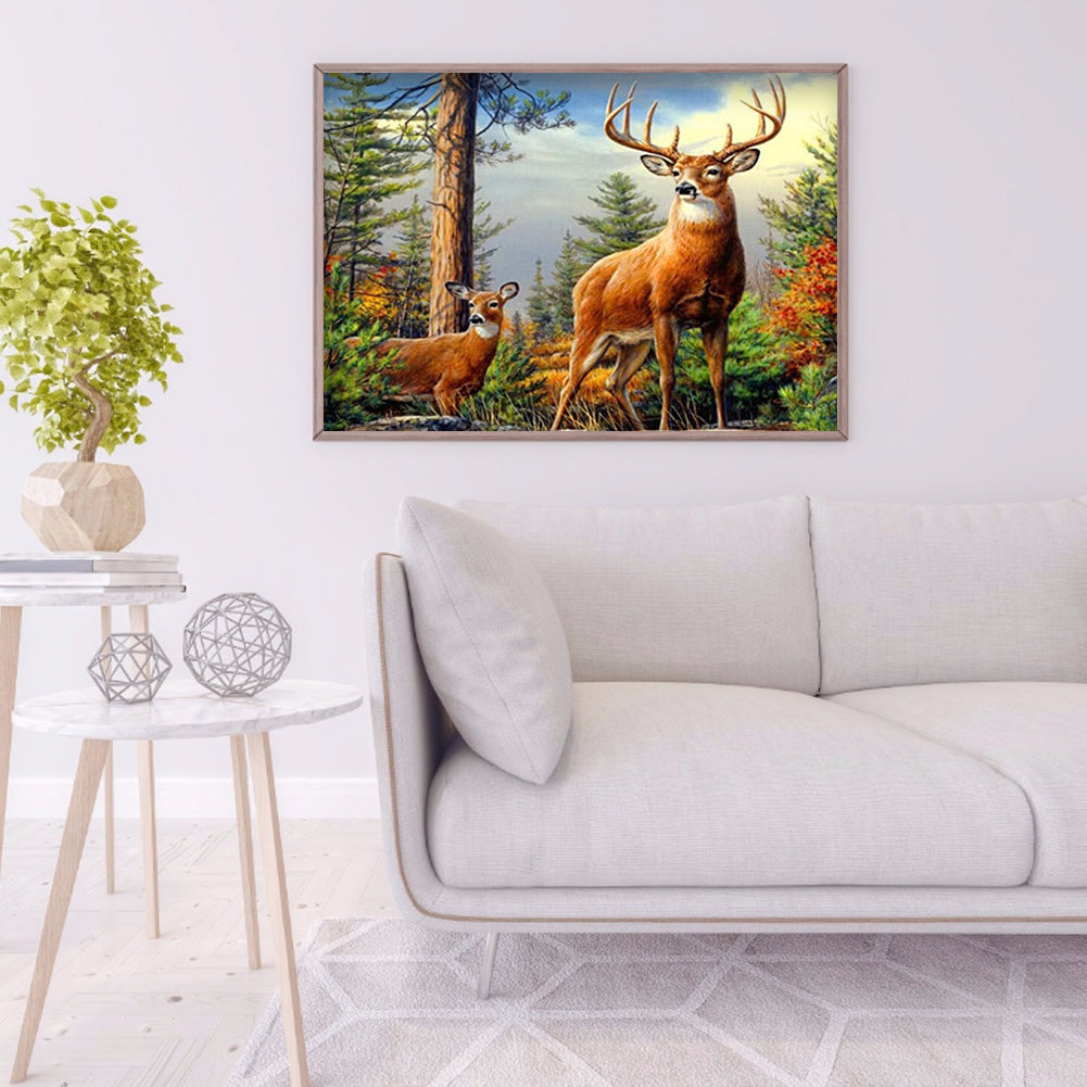 Deer - Full Round Drill Diamond Painting 40*30CM