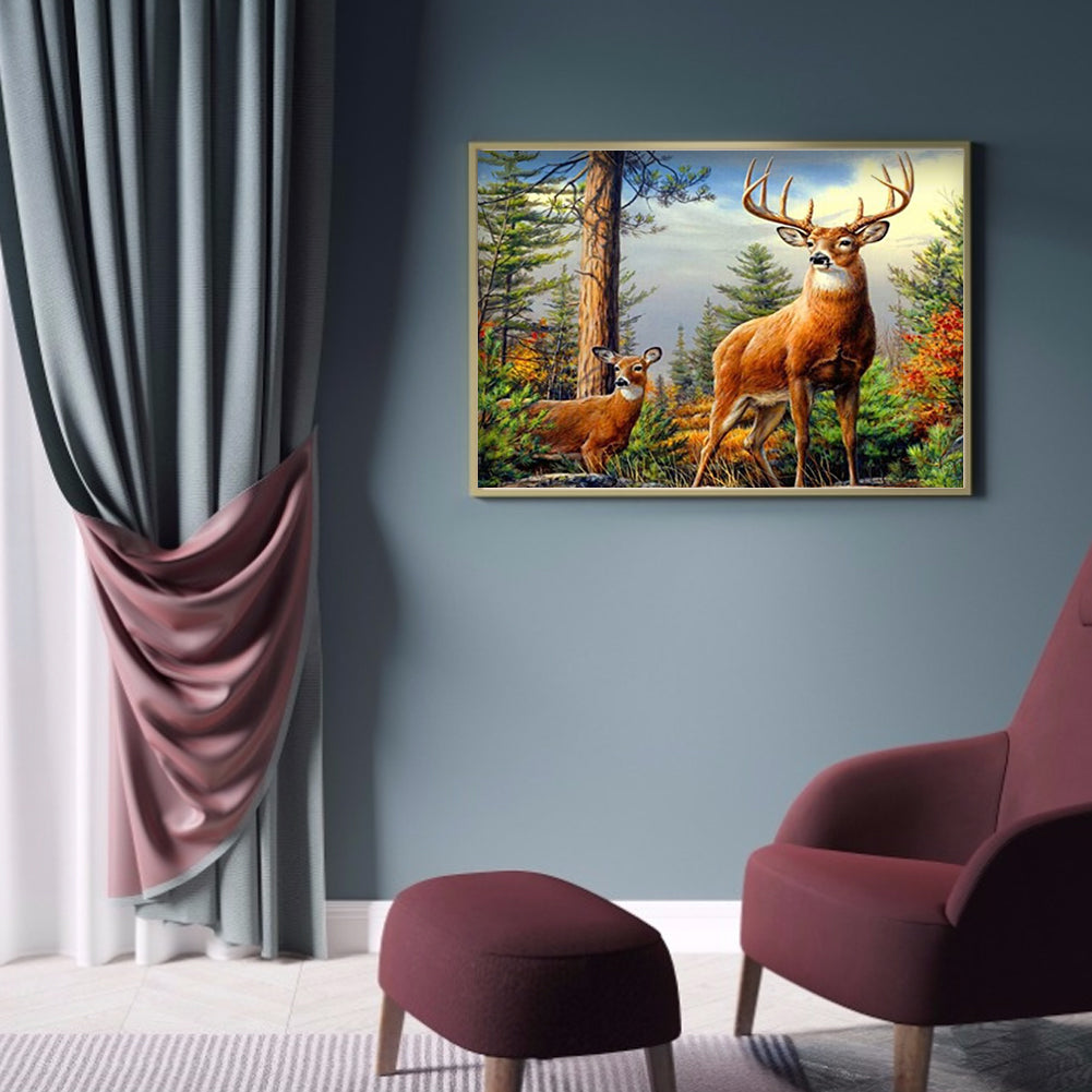 Deer - Full Round Drill Diamond Painting 40*30CM