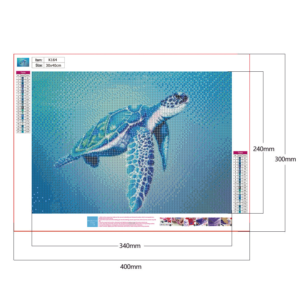 Swimming Turtle - Full Round Drill Diamond Painting 30*40CM