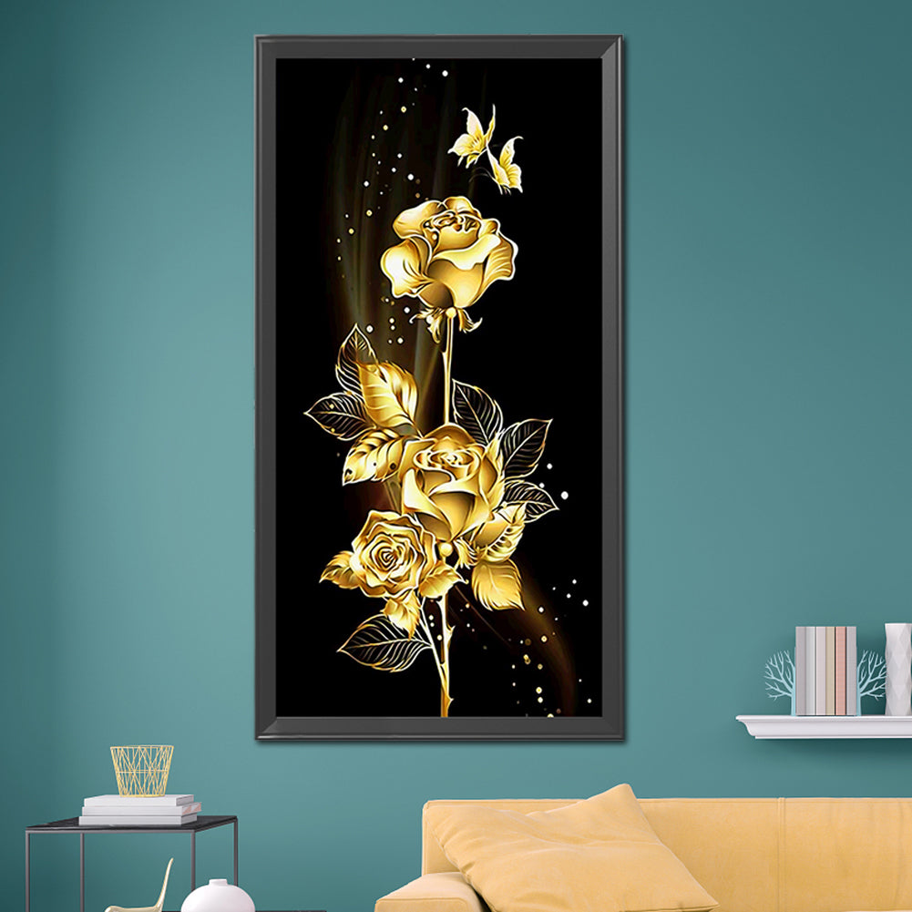 Golden Rose - Full Square Drill Diamond Painting 45*85CM