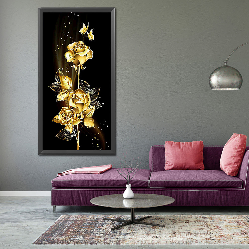 Golden Rose - Full Square Drill Diamond Painting 45*85CM