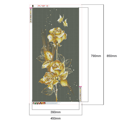 Golden Rose - Full Square Drill Diamond Painting 45*85CM