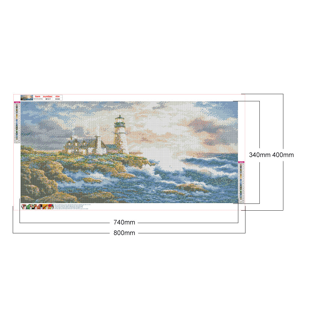 Lighthouse - Full Square Drill Diamond Painting 80*40CM