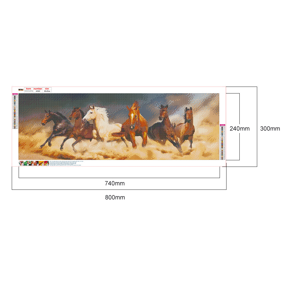 Running Horse - Full Round Drill Diamond Painting 80*30CM