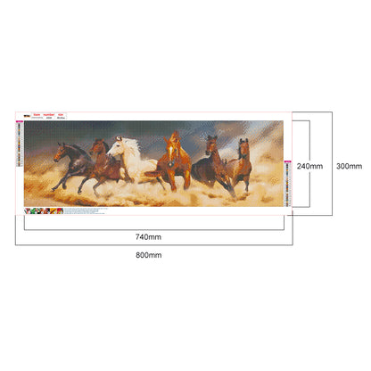 Running Horse - Full Round Drill Diamond Painting 80*30CM