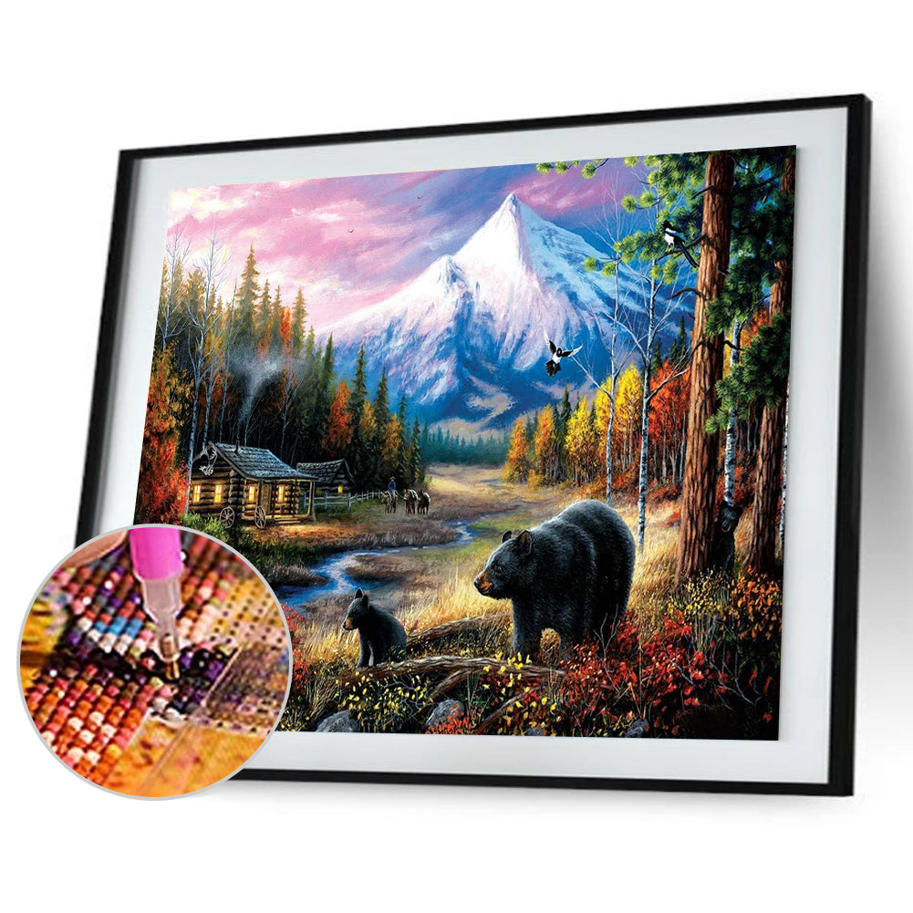 Black Bear - Full Round Drill Diamond Painting 60*40CM