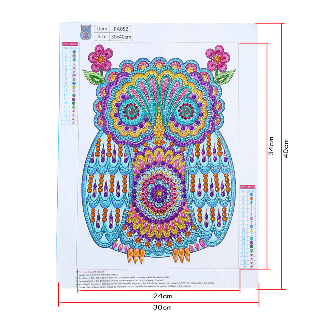 Owl - Special Shaped Drill Diamond Painting 30*40CM