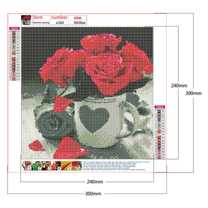 Red Rose - Full Round Drill Diamond Painting 30*30CM