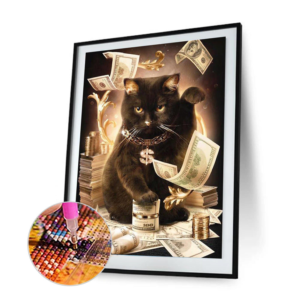 Cat - Full Round Drill Diamond Painting 30*40CM