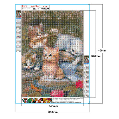 Cat - Full Round Drill Diamond Painting 30*40CM