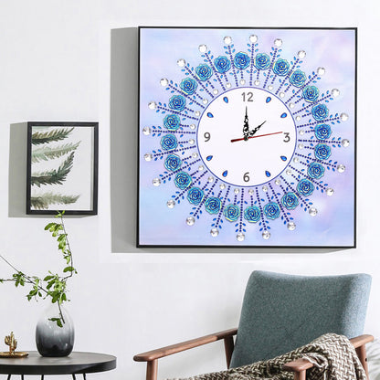 Simple Flower Clock Part Drill Special Shape Diamond DIY Mosaic Clocks Gift