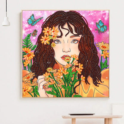Girl Butterfly - Special Shaped Drill Diamond Painting 30*30CM