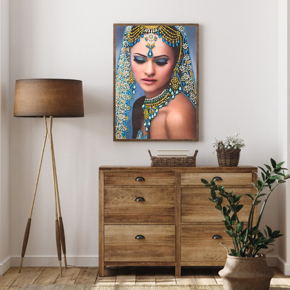 Indian Lady - Special Shaped Drill Diamond Painting 30*40CM