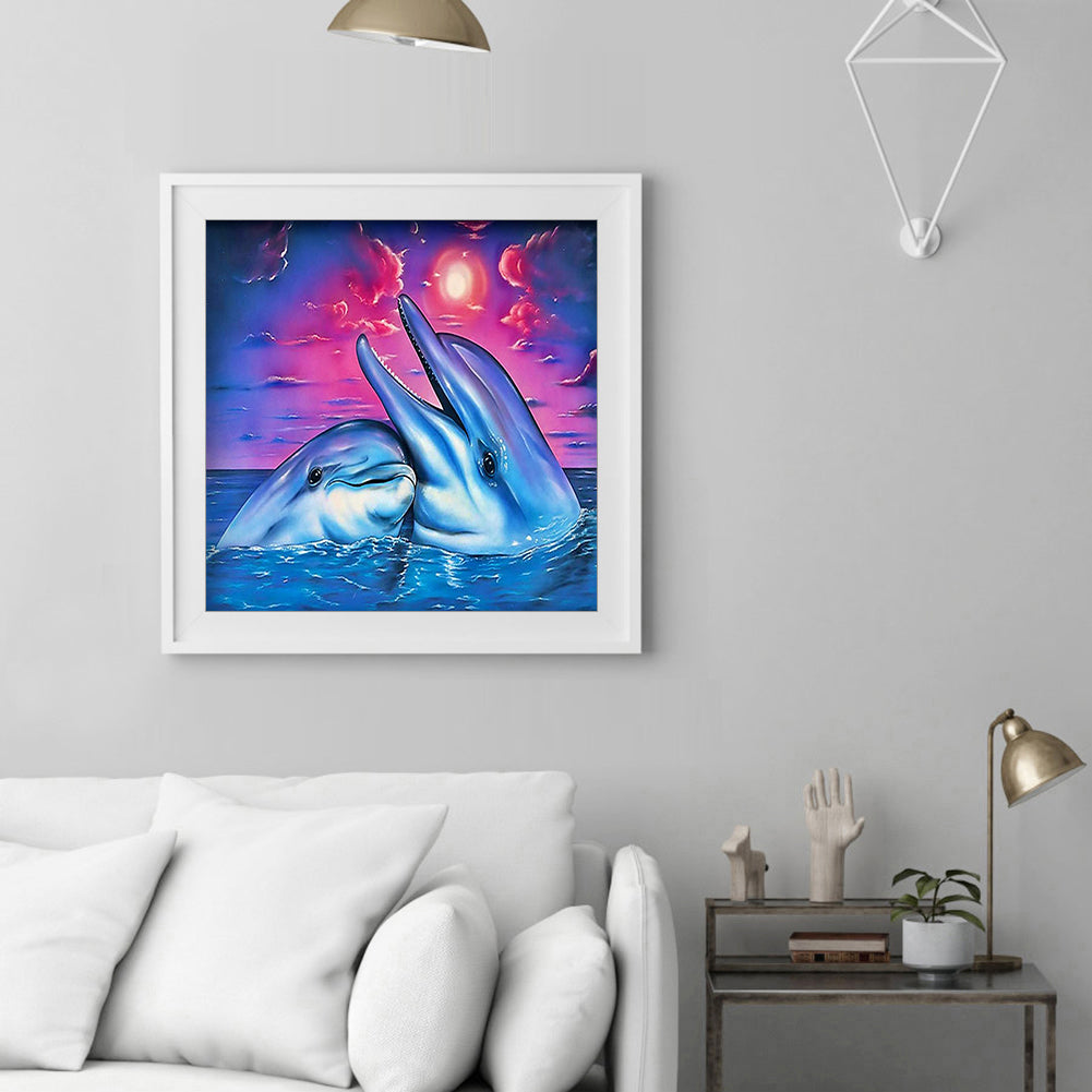 Romantic Dolphin - Full Sqaure Drill Diamond Painting 40*40CM