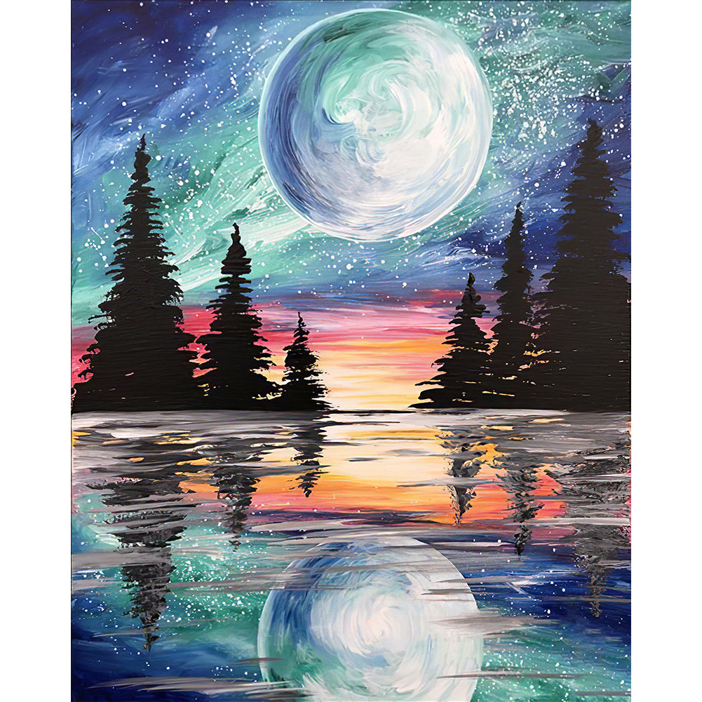 Moonlight Lake - Full Round Drill Diamond Painting 40*50CM