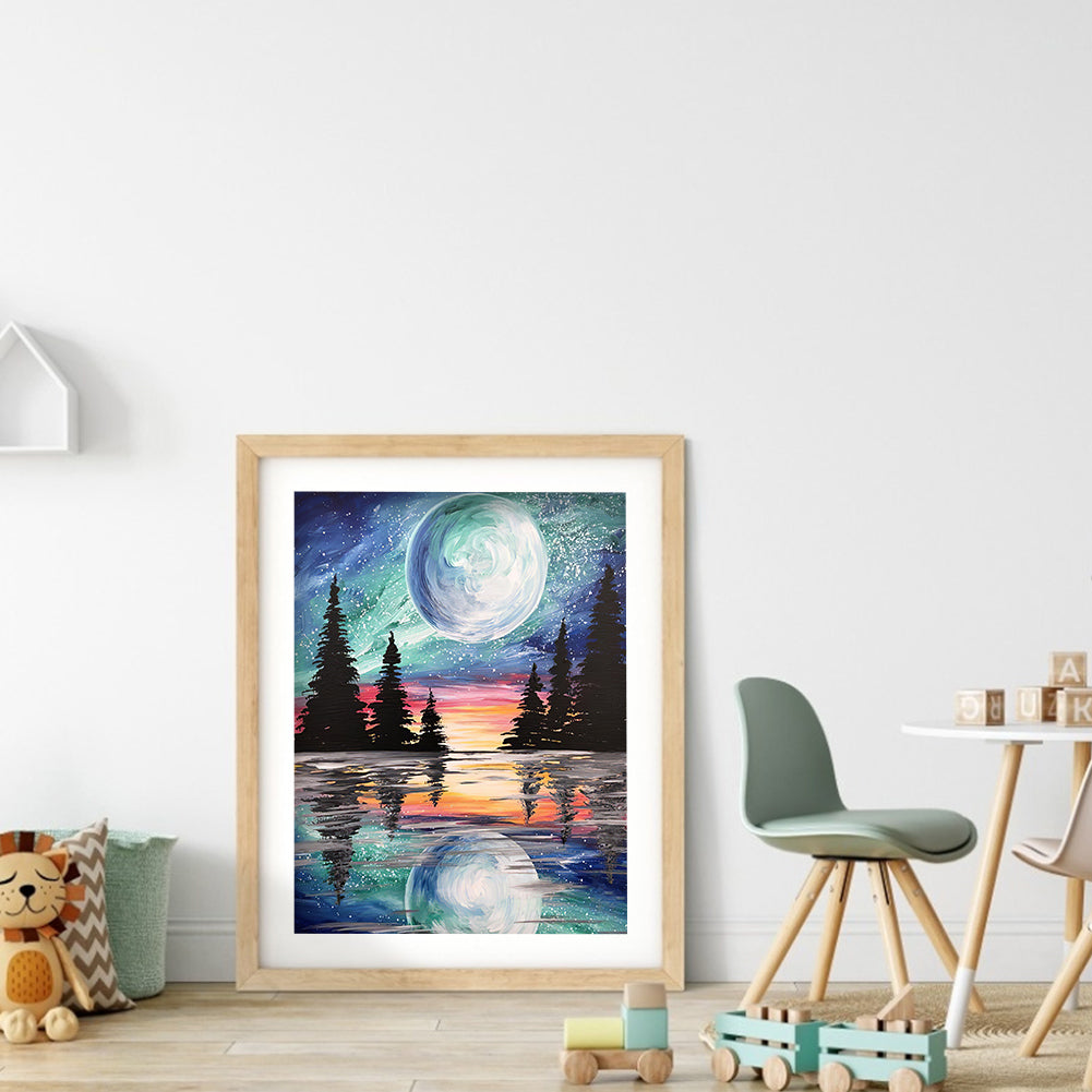 Moonlight Lake - Full Round Drill Diamond Painting 40*50CM