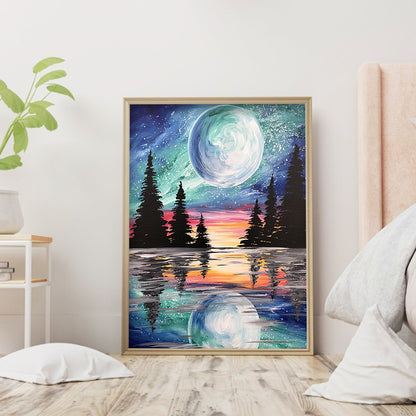 Moonlight Lake - Full Round Drill Diamond Painting 40*50CM