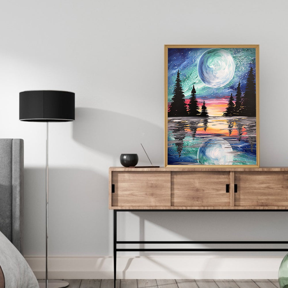 Moonlight Lake - Full Round Drill Diamond Painting 40*50CM