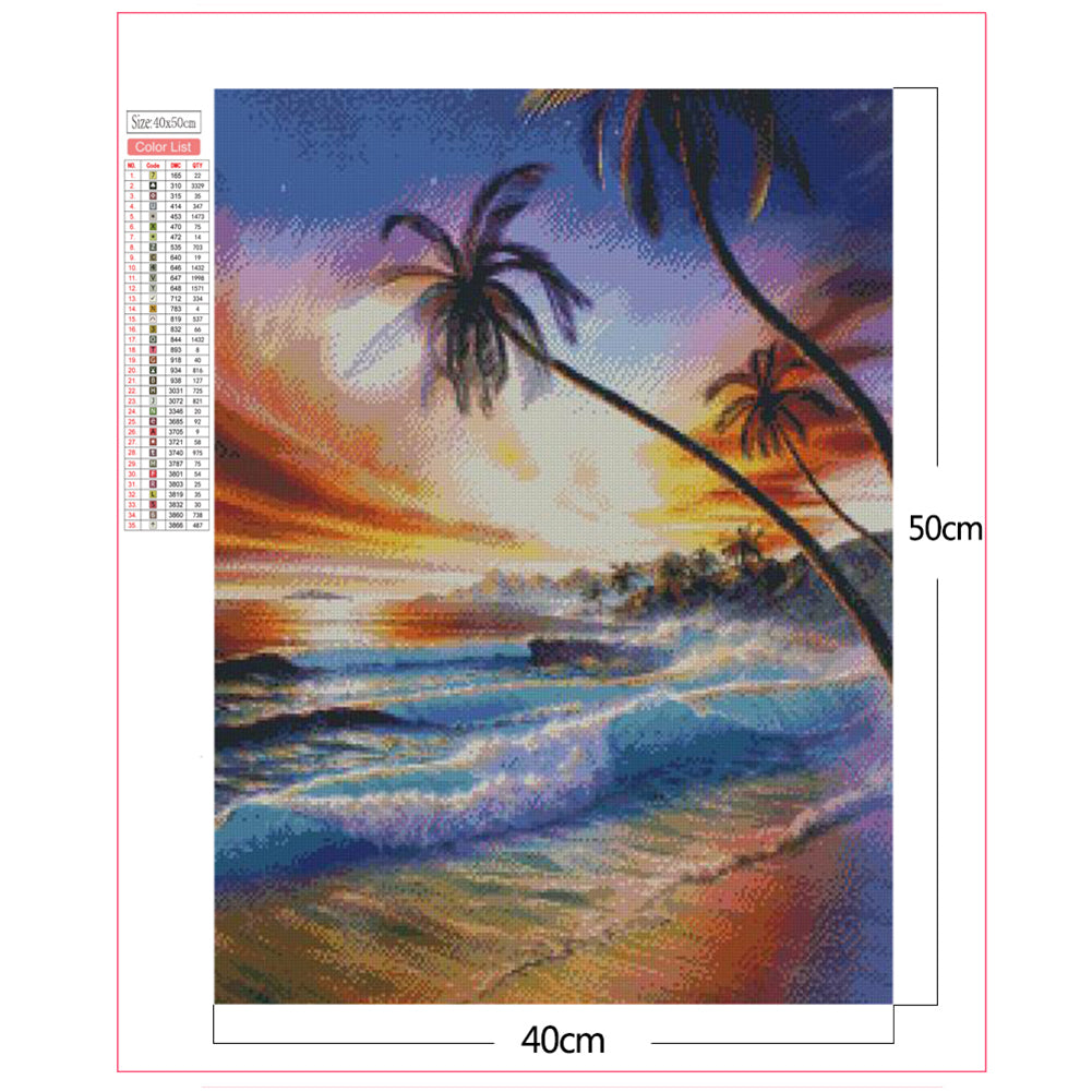 Coconut Tree - Full Square Drill Diamond Painting 40*50CM