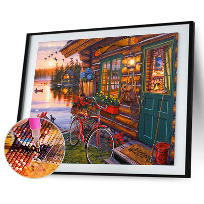 Lakeside Scenery - Full Round Drill Diamond Painting 50*40CM