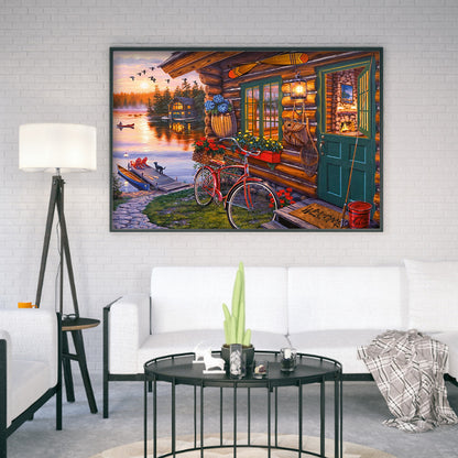 Lakeside Scenery - Full Round Drill Diamond Painting 50*40CM