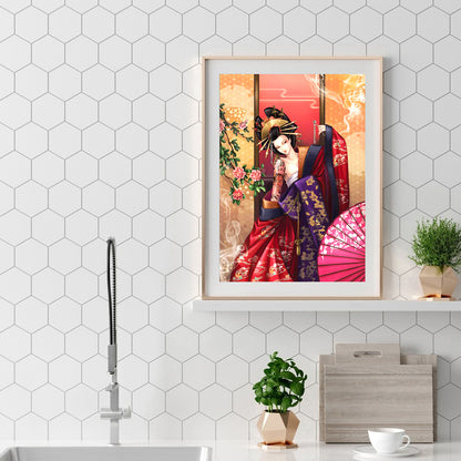 Japanese Geisha - Full Round Drill Diamond Painting 40*50CM