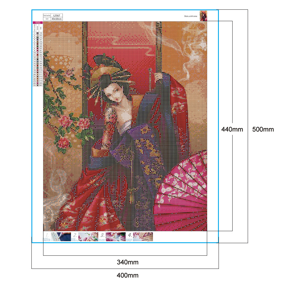 Japanese Geisha - Full Round Drill Diamond Painting 40*50CM