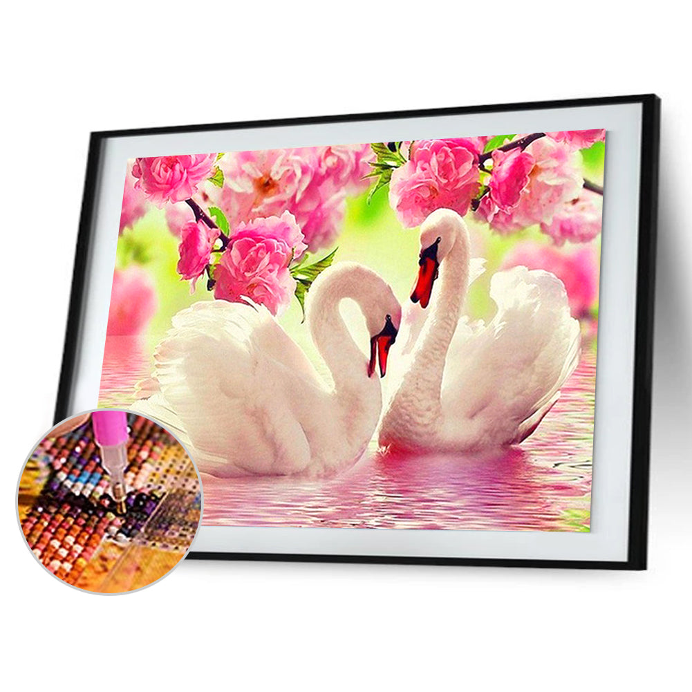 Swan Flower - Full Square Drill Diamond Painting 40*50CM