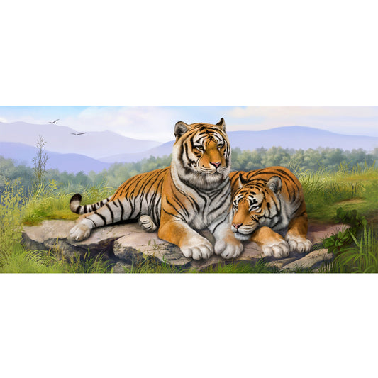 Tigers - Full Round Drill Diamond Painting 80*35CM