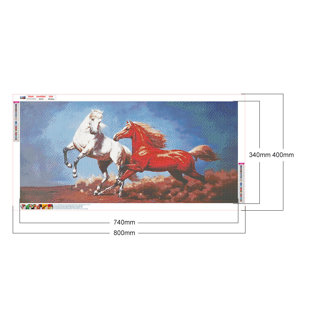 Running Horse - Full Round Drill Diamond Painting 80*40CM